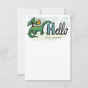 Carte De Remerciements Dinosaure longue cou amusant Hello Personal Kids R