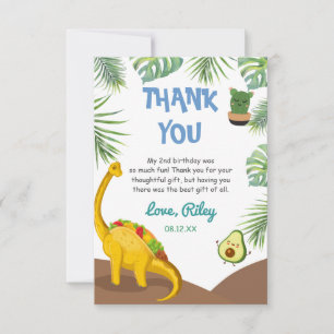 Carte De Remerciements Dinosaure tropical Tacos Tacosaurus fête Anniversa