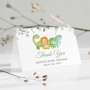 Carte De Remerciements Dinosaures mignons, T-Rex, Jurassique, Baby shower