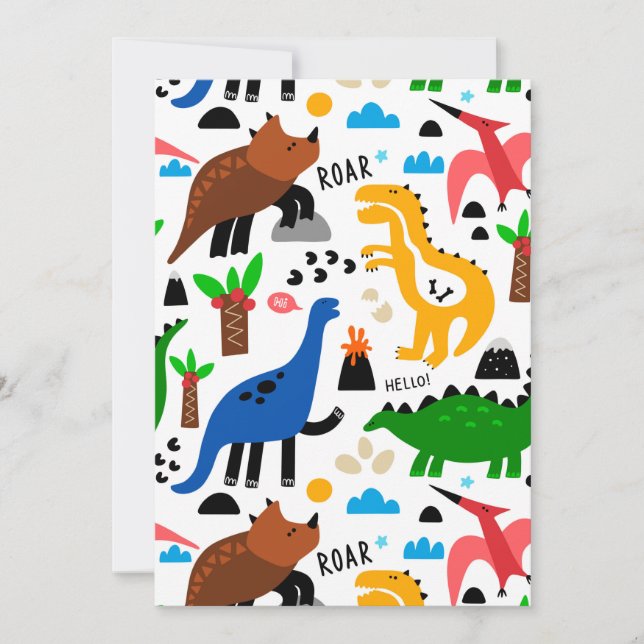 Carte De Remerciements Dinosaures motif transparent (Devant)