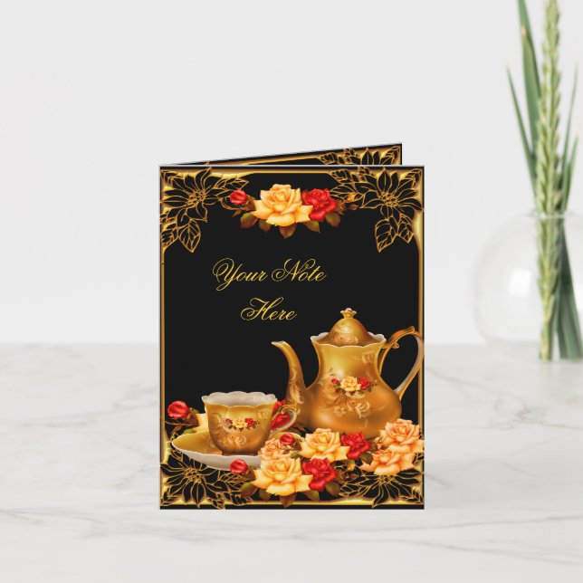 Carte de remerciements d'invitation Elegant Black  (Devant)