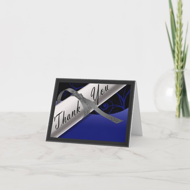 Carte De Remerciements Diplôme bleu et argent (Devant)
