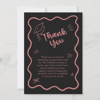 Carte De Remerciements Diplôme Bordure Ondulée Rose Mignonne Tendance