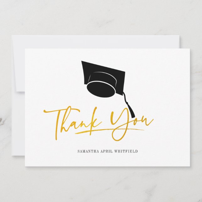 Carte De Remerciements Diplôme Cap Tassel Typographie Faux Gold (Devant)