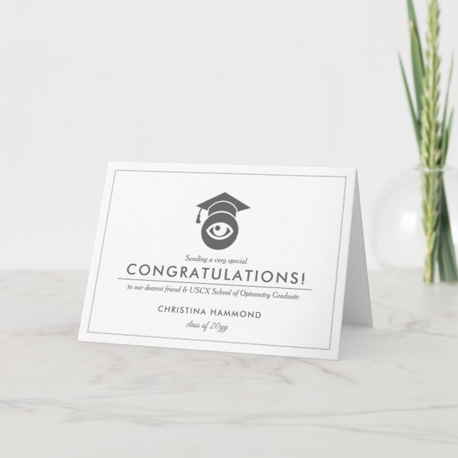Carte De Remerciements Diplômé de l'école d'optométrie | Félicitations mi (Devant)
