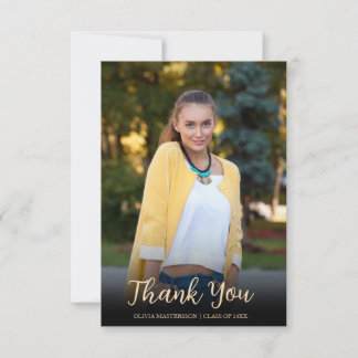 Carte De Remerciements Diplôme de photo en or blanc moderne