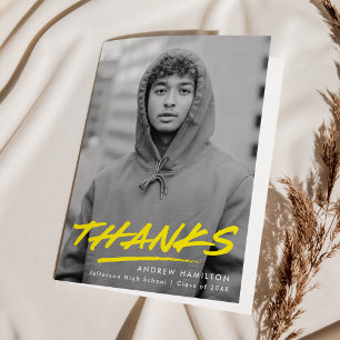 Carte De Remerciements Diplôme photo moderne en pointillés jaunes