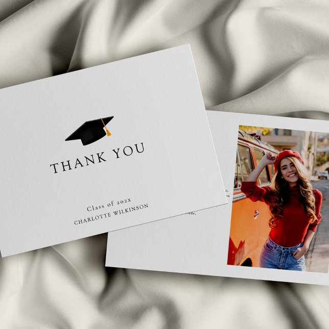 Carte De Remerciements Diplôme photo simple 2025 (Graduation 2025 Photo Thank You Card)