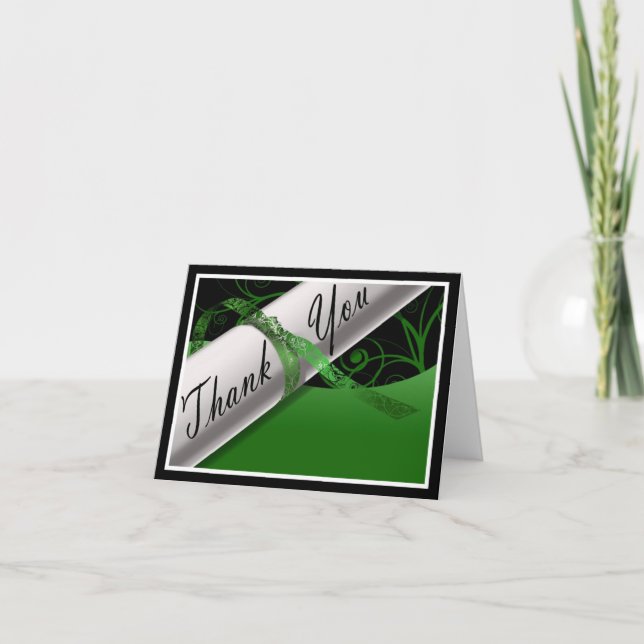 Carte De Remerciements Diplôme vert et blanc (Devant)