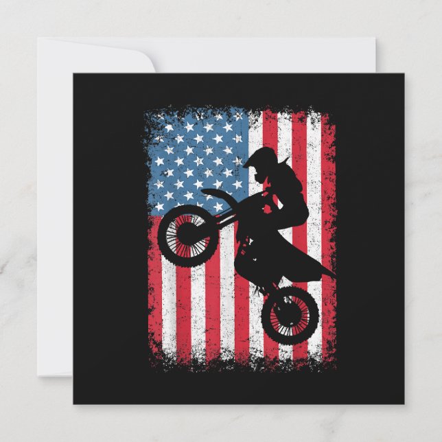 Carte De Remerciements Dirt Vélo Drapeau Américain Motocross Vélo Hommes  (Devant)