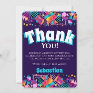 Carte De Remerciements Disco Retro fête d'anniversaire