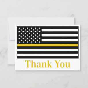 Carte De Remerciements Dispatcher 911 Police Fire Thin Gold Line