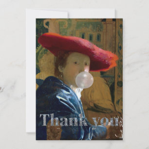Carte De Remerciements Diva de bubble gum dans le chapeau rouge
