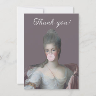 Carte De Remerciements Divah de bubble gum soufflant une bulle de bubble 