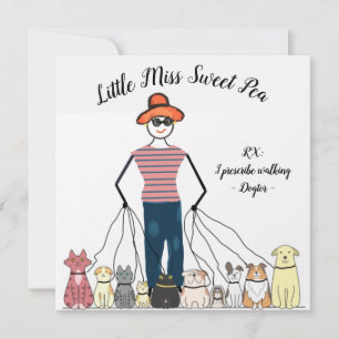 Carte De Remerciements Dog Walker Note w Card Little Miss Sweet Pea
