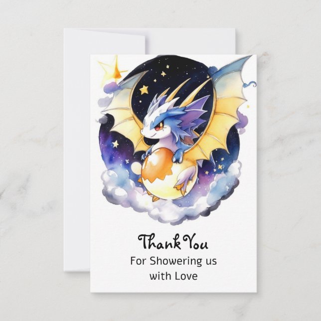 Carte De Remerciements Domaine des dragons : Baby shower (Devant)