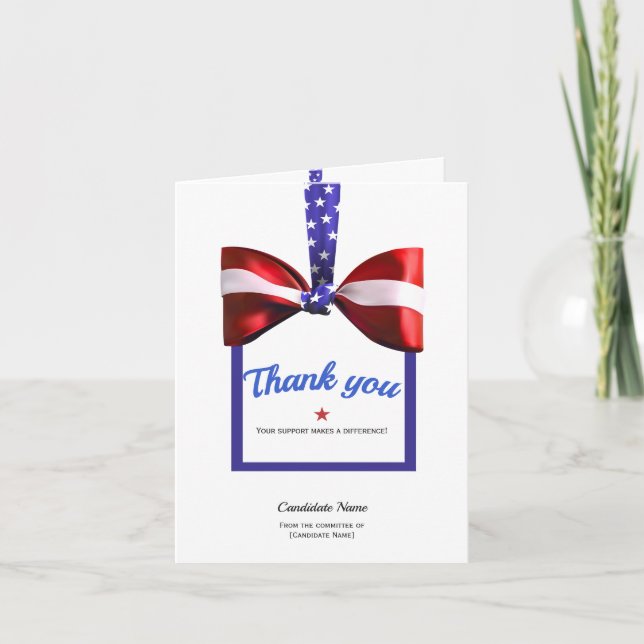 Carte De Remerciements Donateur patriotique démocrate bénévole (Devant)