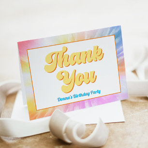 Carte De Remerciements DONNA Retro Font Tie Dye Pool Party Anniversaire
