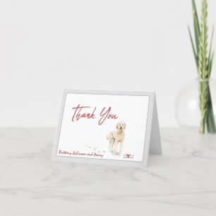 Carte De Remerciements Doodle d'or chien animal de compagnie personnalise