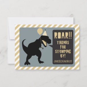 Carte de remerciements d'or de Dinosaur