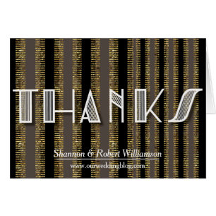 Carte de remerciements d'or noir Art déco rustique
