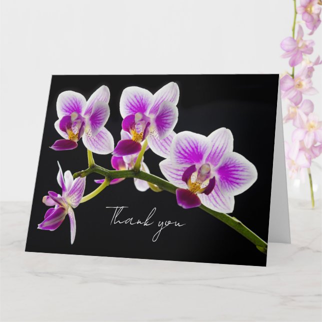 Carte de remerciements d'orchidée blanche et viole (Orchidée)