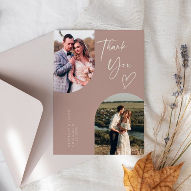 Carte De Remerciements Double Arch Dusty Rose photo Mariage (Créateur téléchargé)