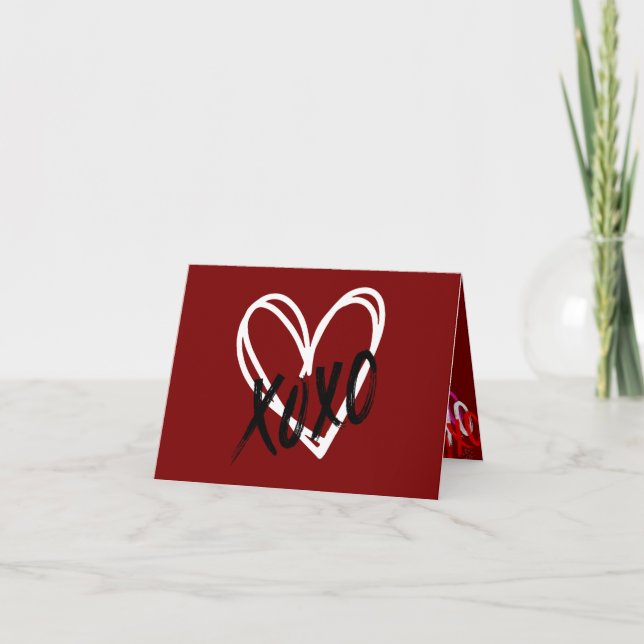 Carte De Remerciements Double coeur XOXO (Devant)