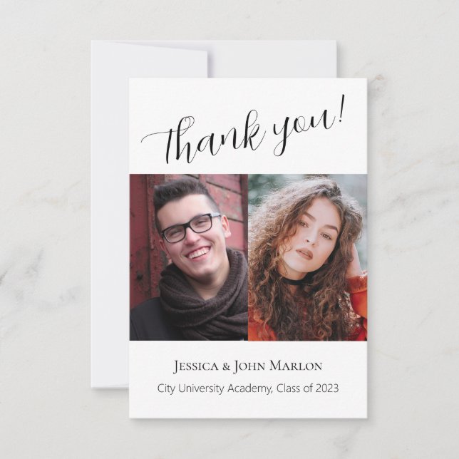 Carte De Remerciements Double Graduation Party (Devant)