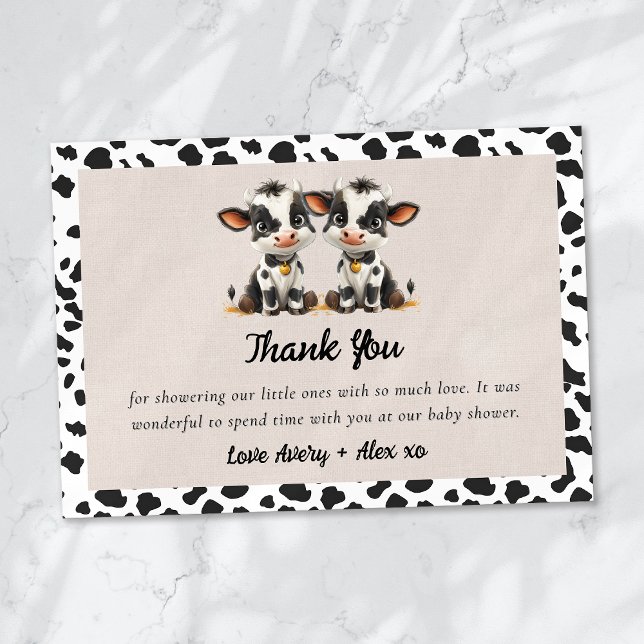 Carte De Remerciements Doubler l'amour Saint Vache Twins Baby shower (Créateur téléchargé)
