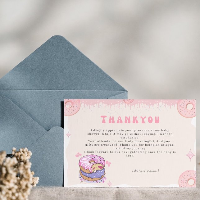 Carte De Remerciements Douce aquarelle mignonne donuts baby shower de scr (Créateur téléchargé)