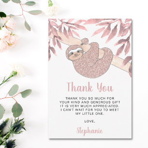 Carte De Remerciements Douce Baby Shower Rose Fille Rose