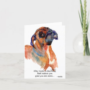 Carte De Remerciements douce Boxer aquarelle + inspiration dicton
