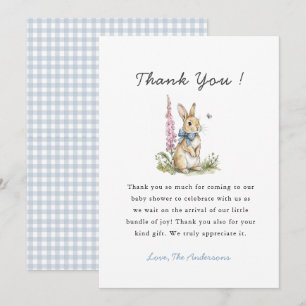 Carte De Remerciements Douce douche de bébé garçon lapin aquarelle