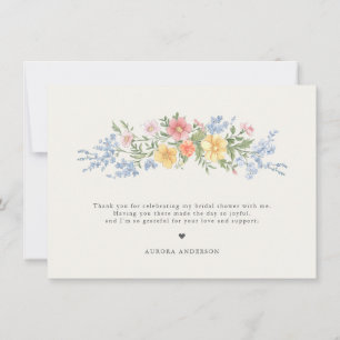 Carte De Remerciements Douce Fête de Mariage de Jardin Orné de Pastel de