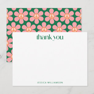 Carte De Remerciements Douce Fête de Mariage Florale Verte Colorée Person