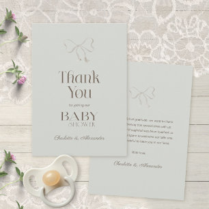 Carte De Remerciements Douce Fête de Naissance au Ruban de Teinte Vert Sa