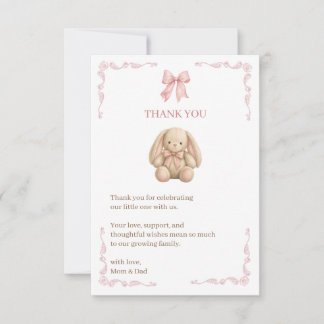 Carte De Remerciements Douce Fête de Naissance Lapin Aquarelle