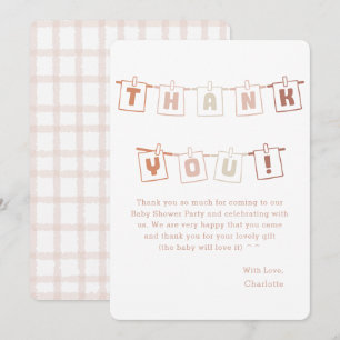 Carte De Remerciements Douce Gingham Bohème Baby Shower Notedry