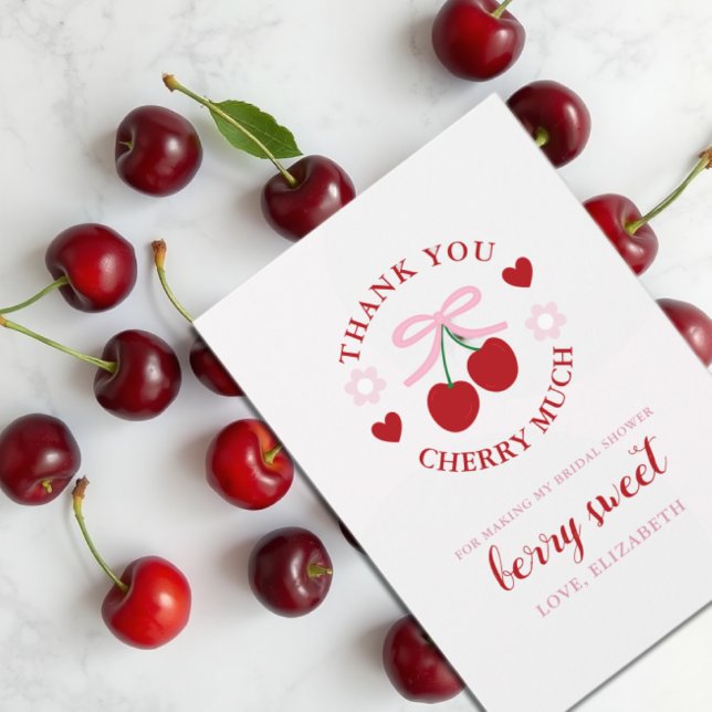 Carte De Remerciements Douce Mariage à thème Cerise (Créateur téléchargé)