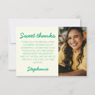 Carte De Remerciements Douce Mariage Photo Jaune & Vert