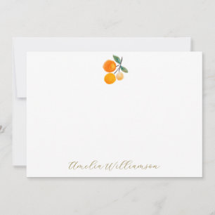 Carte De Remerciements Douce Mariée Personnalisée Aquarelle Citrus Orange