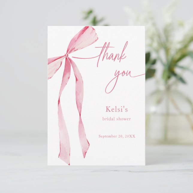 Carte De Remerciements Douceur aquarelle rose mariage Shower de mariage (Debout devant)
