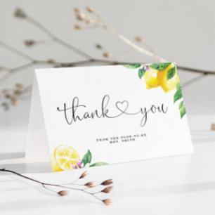 Carte De Remerciements Douche nuptiale au citron d'aquarelle