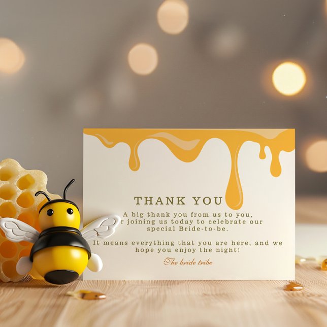 Carte De Remerciements Douche nuptiale d'abeille fleurie au miel (Créateur téléchargé)