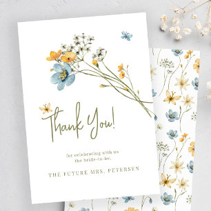Carte De Remerciements douche nuptiale minimaliste fleur sauvage boho mod