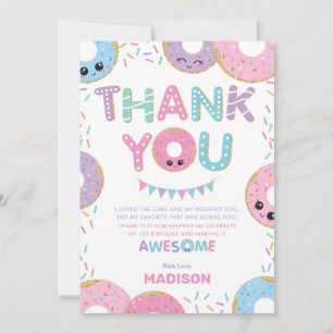 Carte De Remerciements Doughnut mignonne arroses fête d'anniversaire