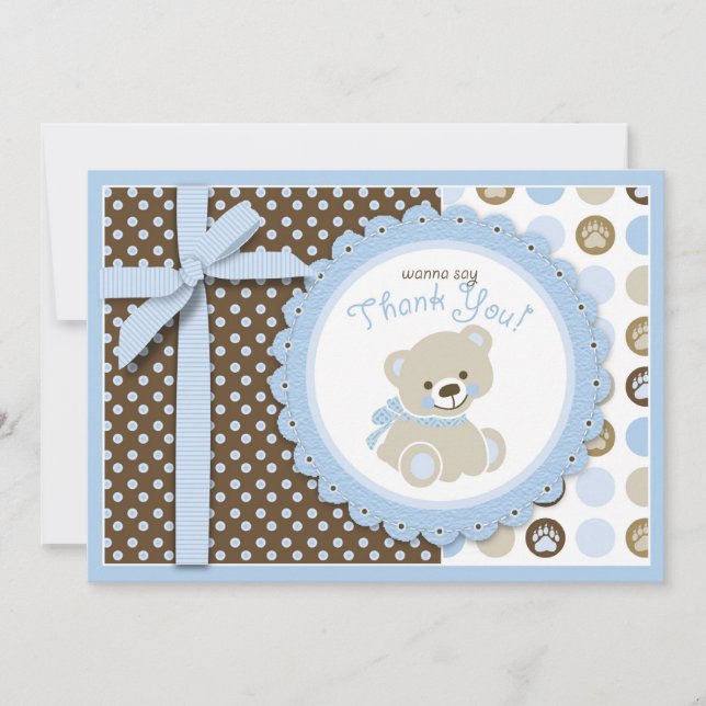 Carte de remerciements d'ours de nounours de (Devant)