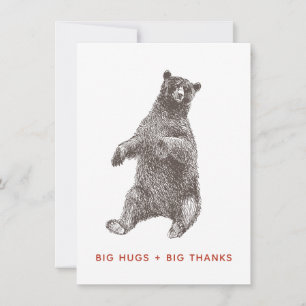 Carte de remerciements d'ours, grands câlins