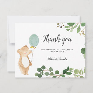 Carte de remerciements d'ours mignon